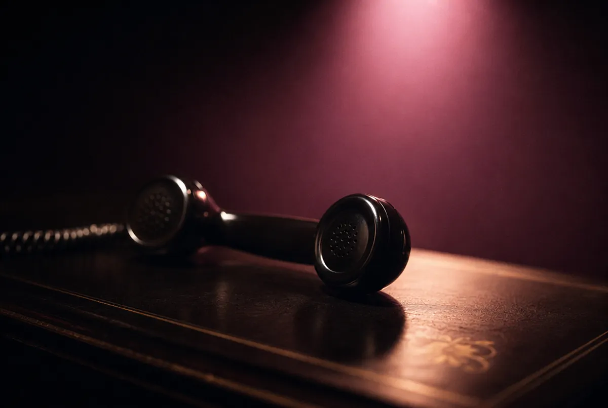 Klassischer Telefonhörer im warmen Spotlight